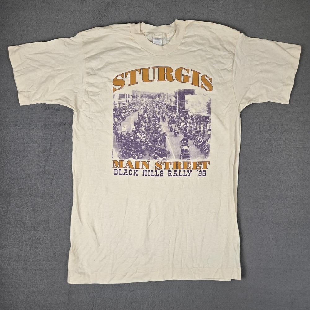 VTG '96 Sturgis Bike Rally T Shirt Adult Large White 56th Annual Single Stitch